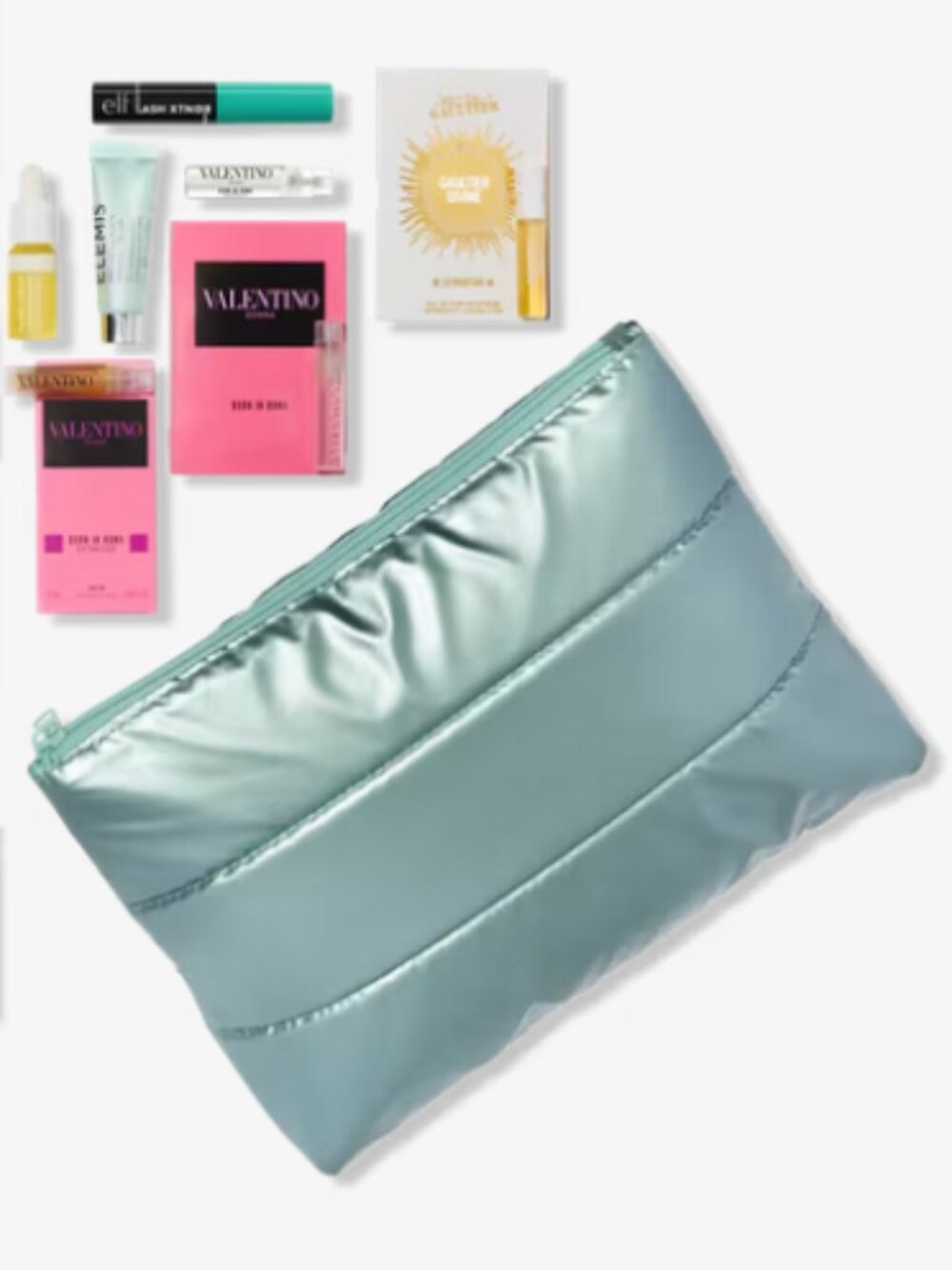 NWT Metallic Teal quilted travel make up bag